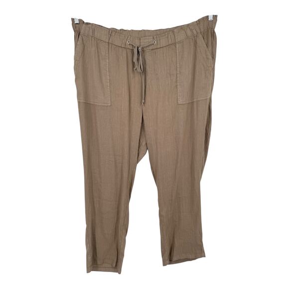 Kut from the Kloth pants Rosalie drawstring linen brown size 2X - Picture 1 of 6